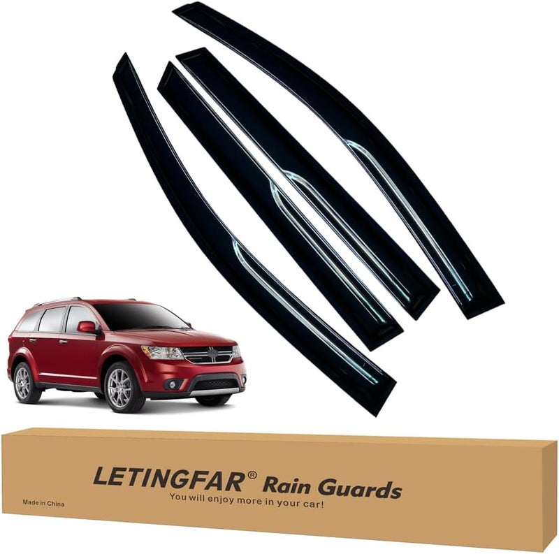 LETINGFAR Window Visors Rain Guards for Dodge Journey 2009 2010 2011 2012 2013 2014 2015 2016 2017 2018 2019 2020 Accessories, Wind Deflectors Vent Shades for Dodge Journey - Image 1